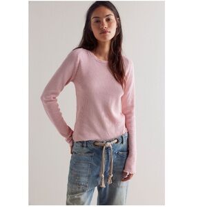We the Free Easy Does It Long Sleeve Tee Pink English Rose large